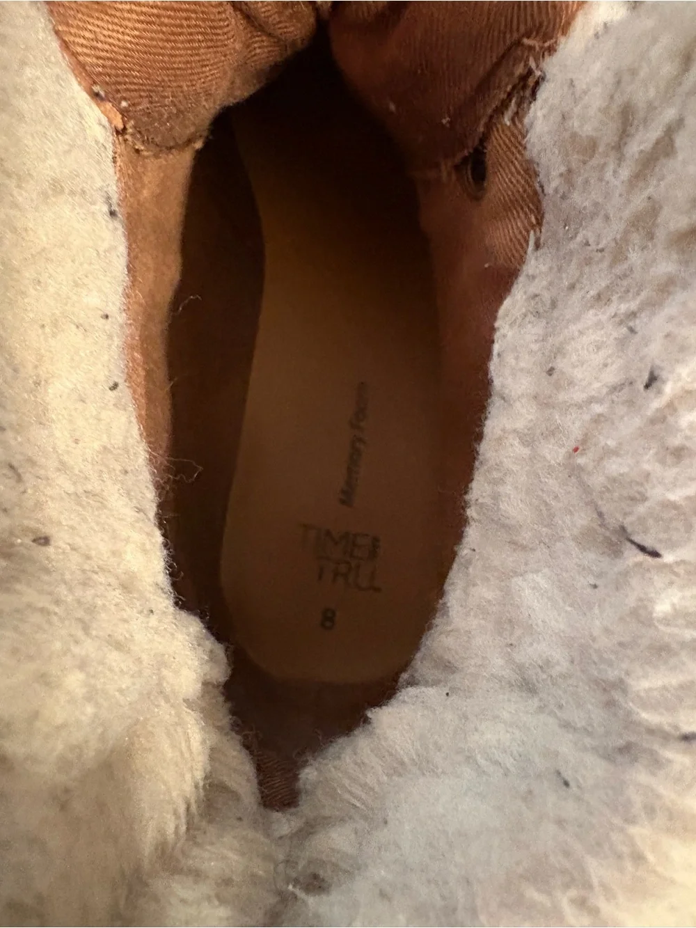 Time and Tru Tan Faux-Shearling Lace-Up Winter Boots